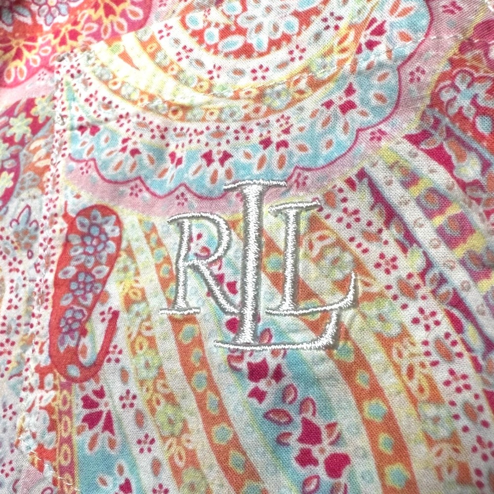 Lauren Ralph Lauren Pink Paisley Pajama Set Women's S 3/4 Sleeve Cropped Pant - Picture 4 of 10